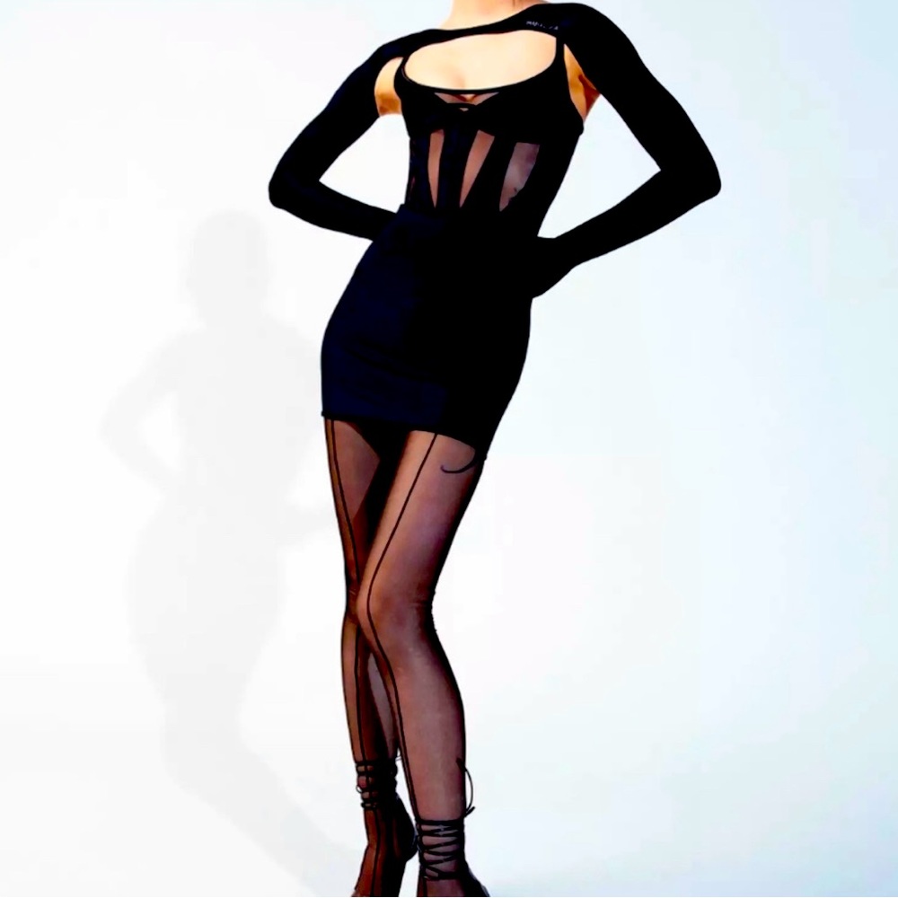 Mugler black bodycon dress